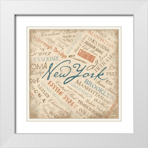 NY NY White Modern Wood Framed Art Print with Double Matting by OnRei