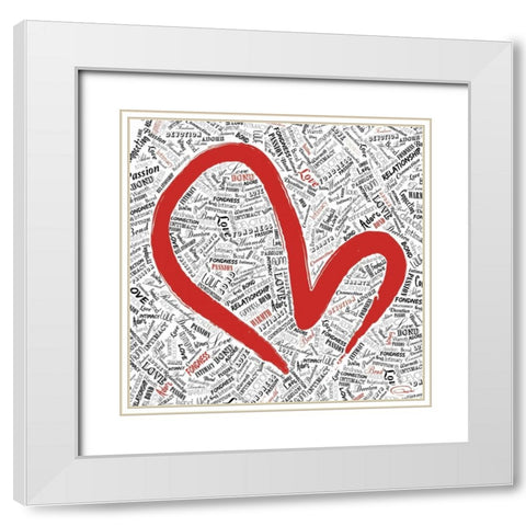 LOVE OVER LOAD White Modern Wood Framed Art Print with Double Matting by OnRei