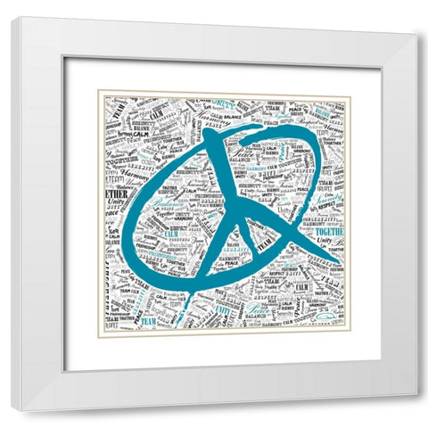 PEACE OVER LOAD White Modern Wood Framed Art Print with Double Matting by OnRei