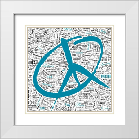 PEACE OVER LOAD White Modern Wood Framed Art Print with Double Matting by OnRei