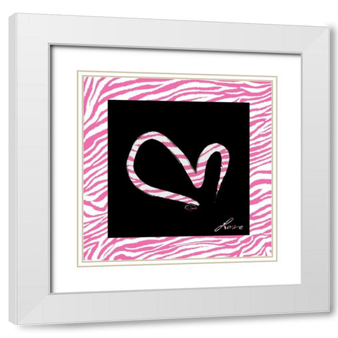 LOVE HOT PINK White Modern Wood Framed Art Print with Double Matting by OnRei