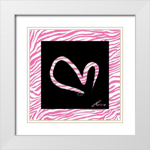 LOVE HOT PINK White Modern Wood Framed Art Print with Double Matting by OnRei