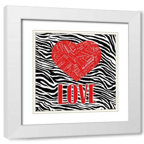 JUNGLE HEART White Modern Wood Framed Art Print with Double Matting by OnRei