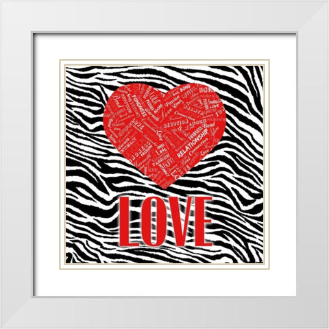 JUNGLE HEART White Modern Wood Framed Art Print with Double Matting by OnRei