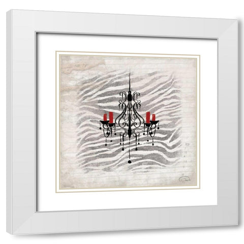 Chandeliers C White Modern Wood Framed Art Print with Double Matting by OnRei