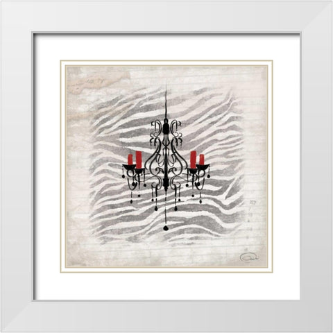 Chandeliers C White Modern Wood Framed Art Print with Double Matting by OnRei