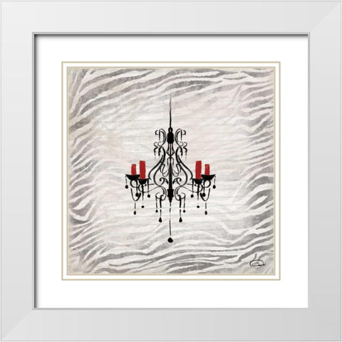 Chandelier White Modern Wood Framed Art Print with Double Matting by OnRei