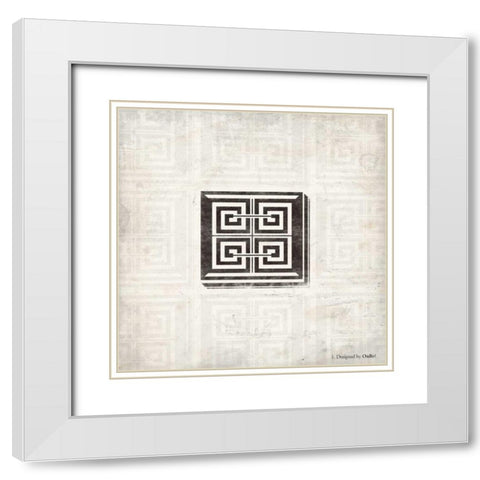 GEO White Modern Wood Framed Art Print with Double Matting by OnRei