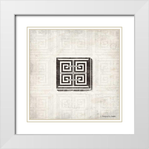 GEO White Modern Wood Framed Art Print with Double Matting by OnRei