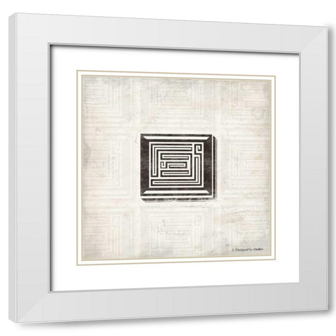 GEO B White Modern Wood Framed Art Print with Double Matting by OnRei