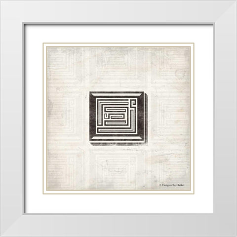 GEO B White Modern Wood Framed Art Print with Double Matting by OnRei