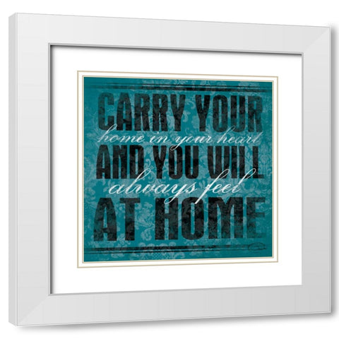 Carry  Your Teal White Modern Wood Framed Art Print with Double Matting by OnRei