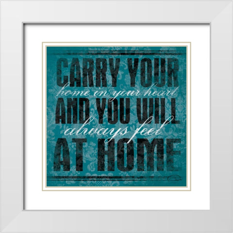 Carry  Your Teal White Modern Wood Framed Art Print with Double Matting by OnRei