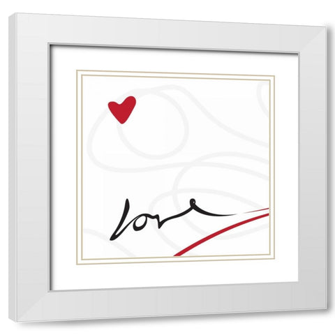 LITTLE BIT OF LOVE White Modern Wood Framed Art Print with Double Matting by OnRei