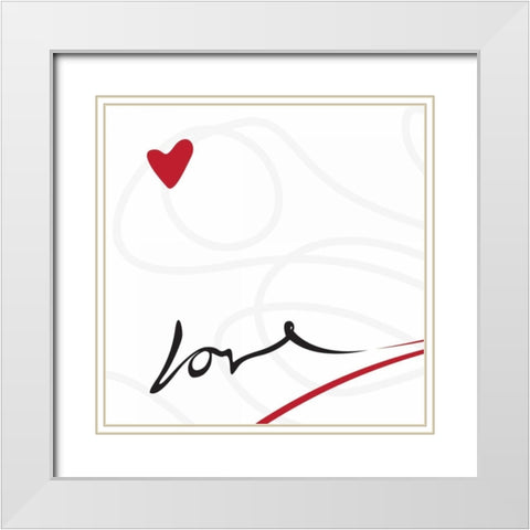 LITTLE BIT OF LOVE White Modern Wood Framed Art Print with Double Matting by OnRei