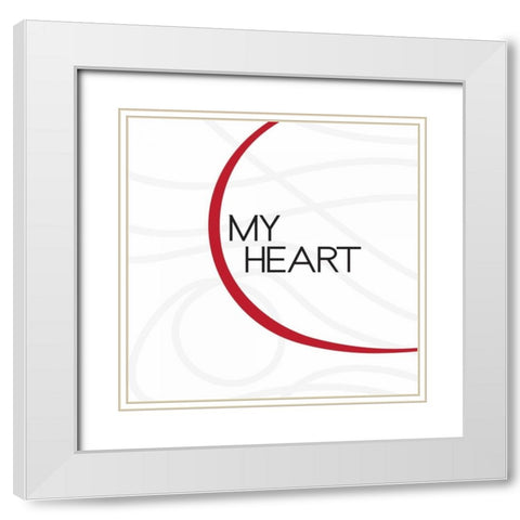 My Heart 3 White Modern Wood Framed Art Print with Double Matting by OnRei