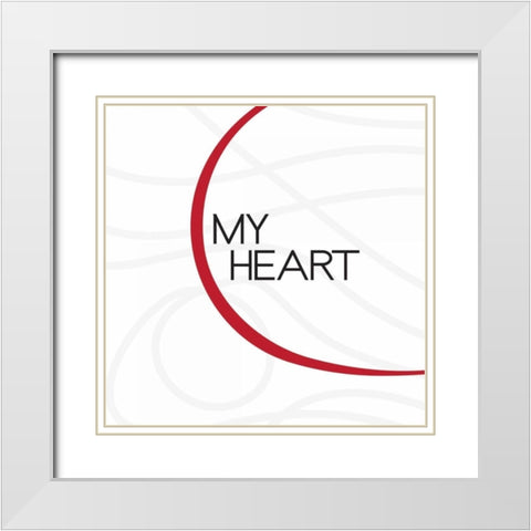 My Heart 3 White Modern Wood Framed Art Print with Double Matting by OnRei