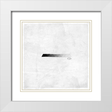 Triangle Grey Strip White Modern Wood Framed Art Print with Double Matting by OnRei