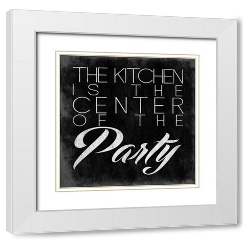 THE KITCHEN White Modern Wood Framed Art Print with Double Matting by OnRei