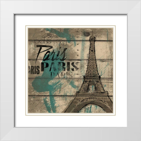 FRENCH KISS White Modern Wood Framed Art Print with Double Matting by OnRei