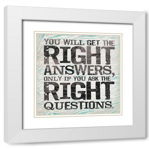 Answer 2 White Modern Wood Framed Art Print with Double Matting by OnRei