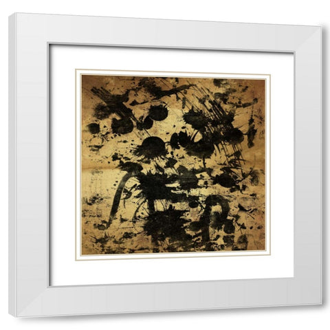 Splatter GOLD White Modern Wood Framed Art Print with Double Matting by OnRei