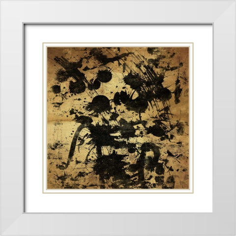 Splatter GOLD White Modern Wood Framed Art Print with Double Matting by OnRei