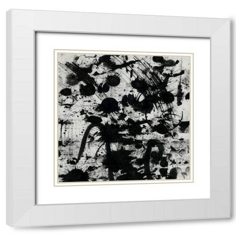 Splatter 1 White Modern Wood Framed Art Print with Double Matting by OnRei