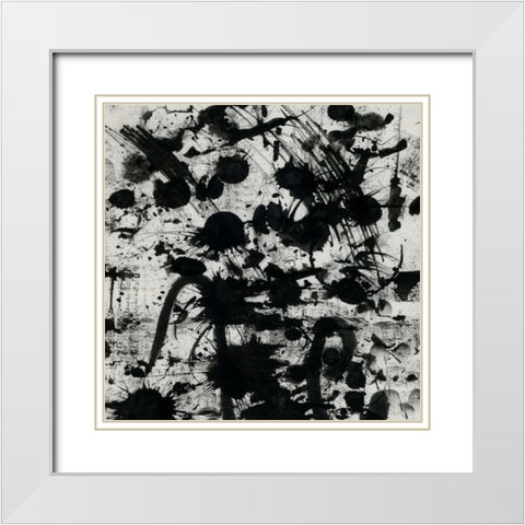 Splatter 1 White Modern Wood Framed Art Print with Double Matting by OnRei