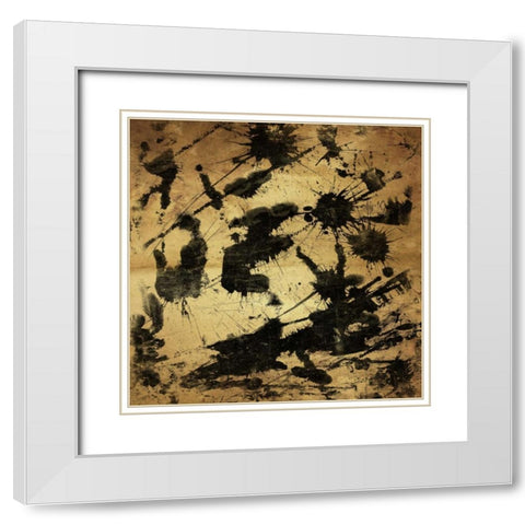 Splatter 2 GOLD White Modern Wood Framed Art Print with Double Matting by OnRei