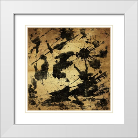 Splatter 2 GOLD White Modern Wood Framed Art Print with Double Matting by OnRei