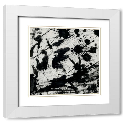 Splatter 2 White Modern Wood Framed Art Print with Double Matting by OnRei