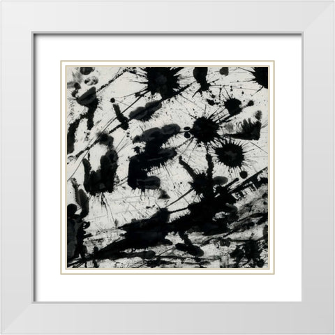 Splatter 2 White Modern Wood Framed Art Print with Double Matting by OnRei