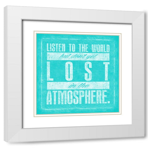 Atmosphere Teal White Modern Wood Framed Art Print with Double Matting by OnRei