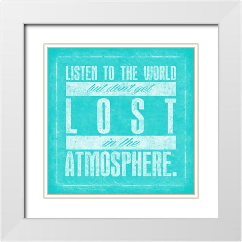 Atmosphere Teal White Modern Wood Framed Art Print with Double Matting by OnRei