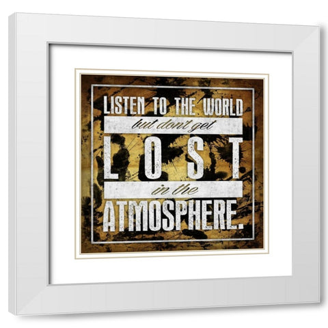 Atmosphere GOLD White Modern Wood Framed Art Print with Double Matting by OnRei