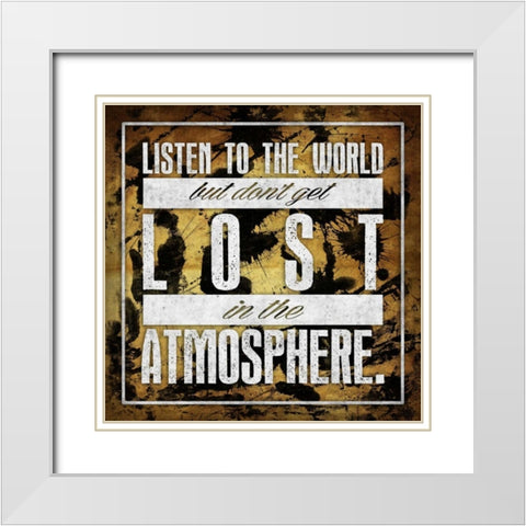 Atmosphere GOLD White Modern Wood Framed Art Print with Double Matting by OnRei