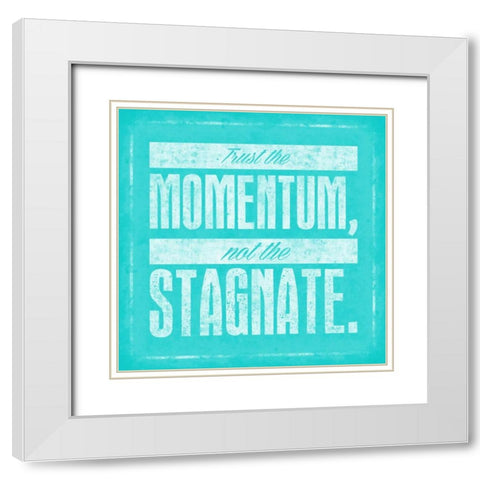 Stagnate Teal White Modern Wood Framed Art Print with Double Matting by OnRei