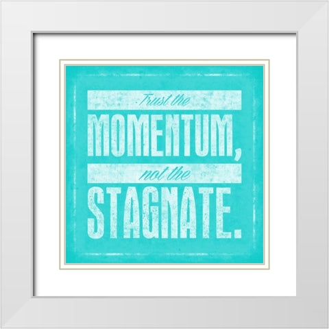 Stagnate Teal White Modern Wood Framed Art Print with Double Matting by OnRei