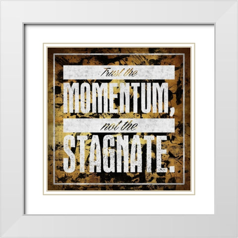 Stagnate GOLD White Modern Wood Framed Art Print with Double Matting by OnRei