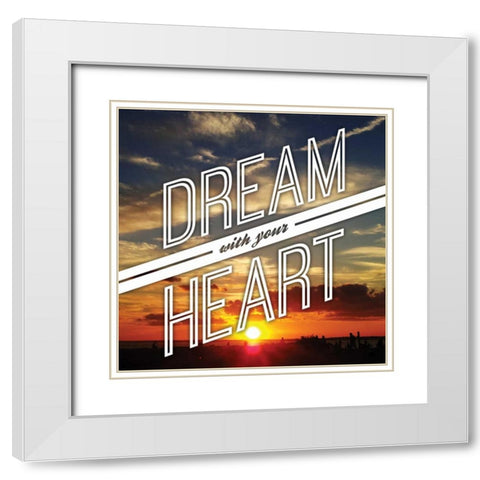 Dream White Modern Wood Framed Art Print with Double Matting by OnRei