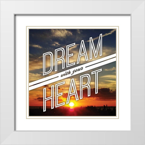 Dream White Modern Wood Framed Art Print with Double Matting by OnRei