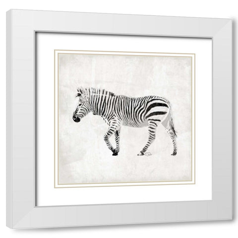 Zebra White Modern Wood Framed Art Print with Double Matting by OnRei