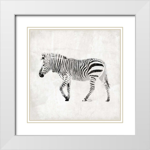 Zebra White Modern Wood Framed Art Print with Double Matting by OnRei