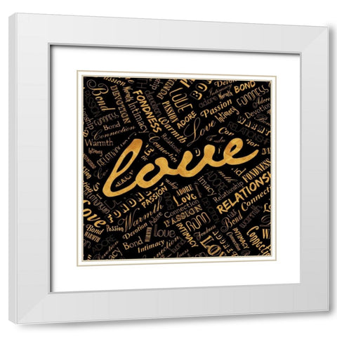 Gold Love White Modern Wood Framed Art Print with Double Matting by OnRei