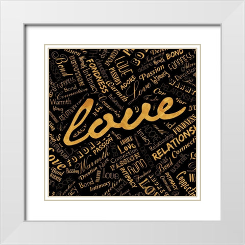 Gold Love White Modern Wood Framed Art Print with Double Matting by OnRei