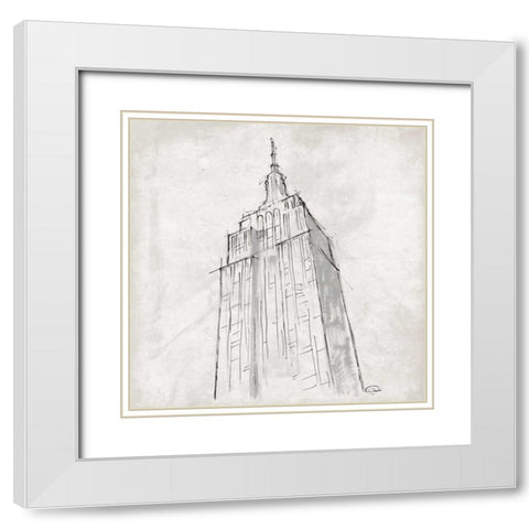 Empire Angle White Modern Wood Framed Art Print with Double Matting by OnRei