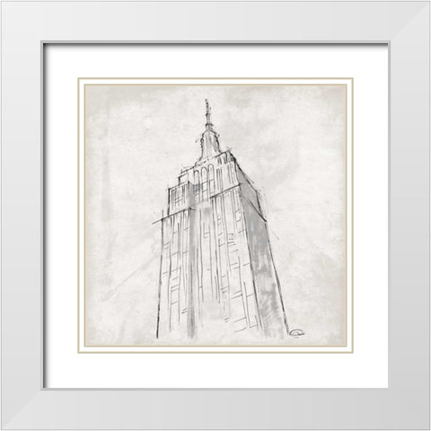 Empire Angle White Modern Wood Framed Art Print with Double Matting by OnRei