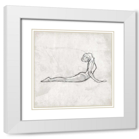 Back Stretch White Modern Wood Framed Art Print with Double Matting by OnRei