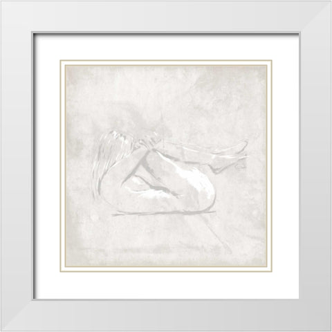 Tucked White Modern Wood Framed Art Print with Double Matting by OnRei